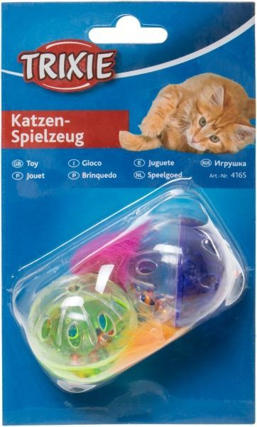 Іграшка для котів Trixie М’яч пластиковий із хвостиком 4,5 см 2 шт. 4165