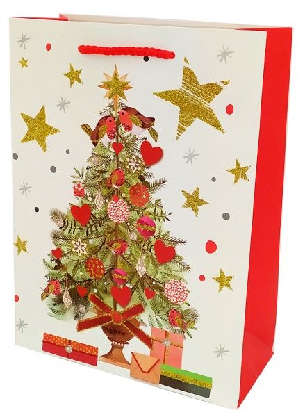 Пакет паперовий різдвяний 14х16х6 см Преміум Happycom International