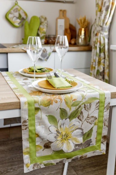 Дорожка (раннер) Цветок зеленый 40x140 см La Nuit 