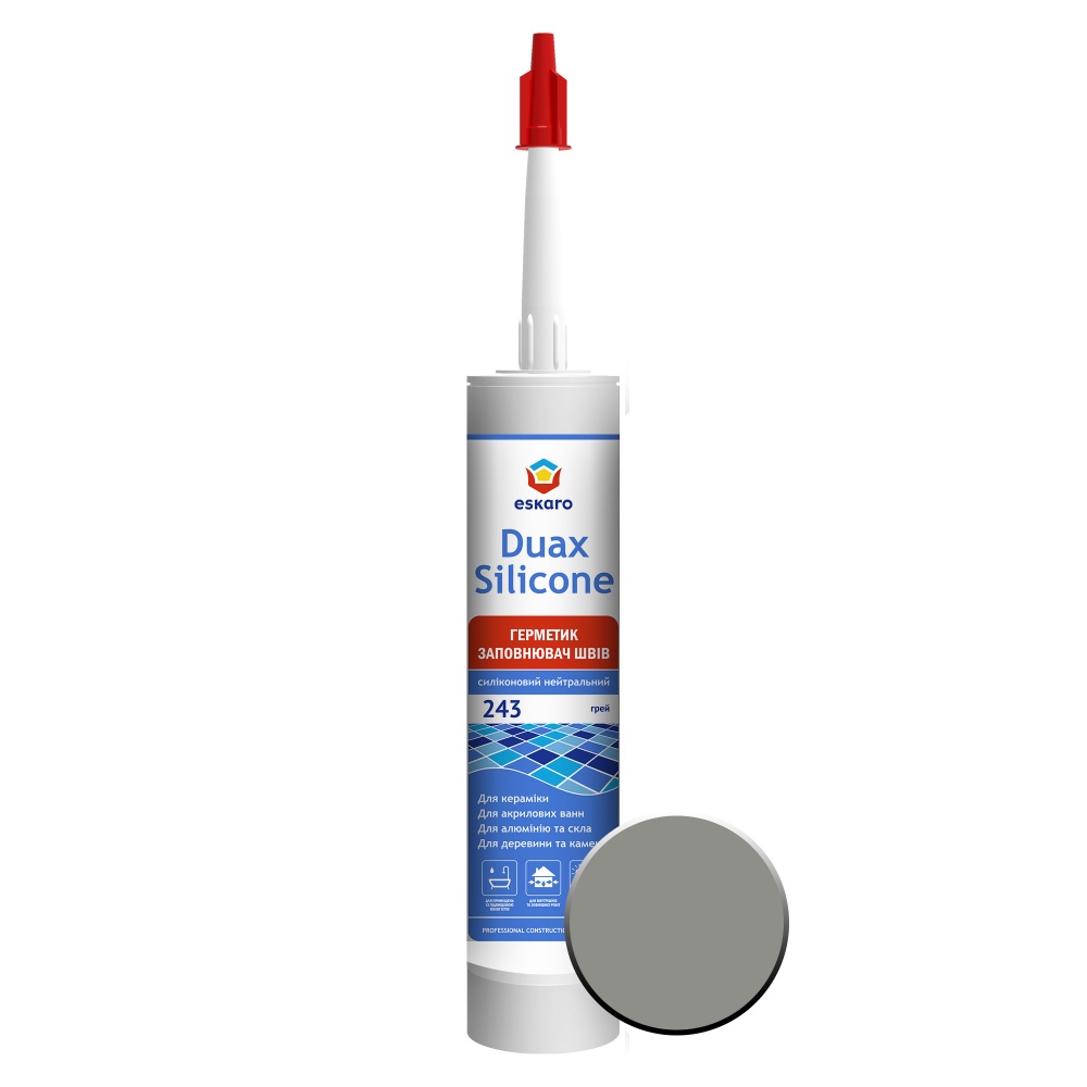 Герметик силіконовий Eskaro Duax Silicone №243 сірий 300 мл 0,29 кг