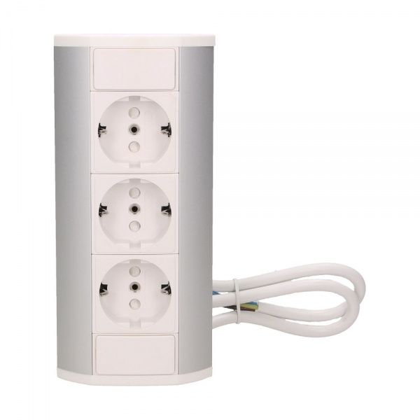 Розетка портативная мебельная + USB двойная с заземлением ORNO шуко серебристо-белый OR-GM-9003/W-G(GS)