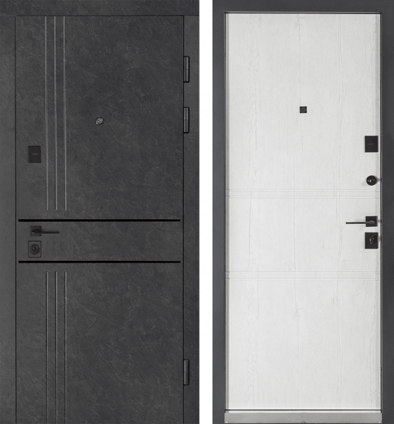 Дверь входная Булат Ультра (квадро) 539/237 mamba morion / рустик авиньон блан 2050x850 мм левая