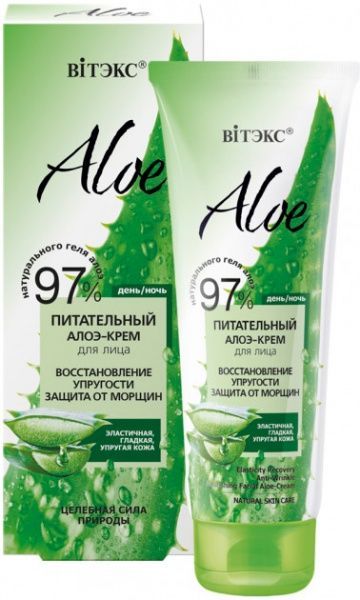 Крем для обличчя день-ніч Вітэкс КРЕМ Поживний для обличчя ALOE 97%, Відновлення пружності. Захист від зморшок 50 мл