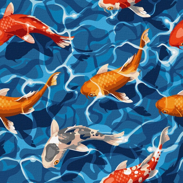 Картина за номерами Японські карпи 40х40 см 40x40 см 