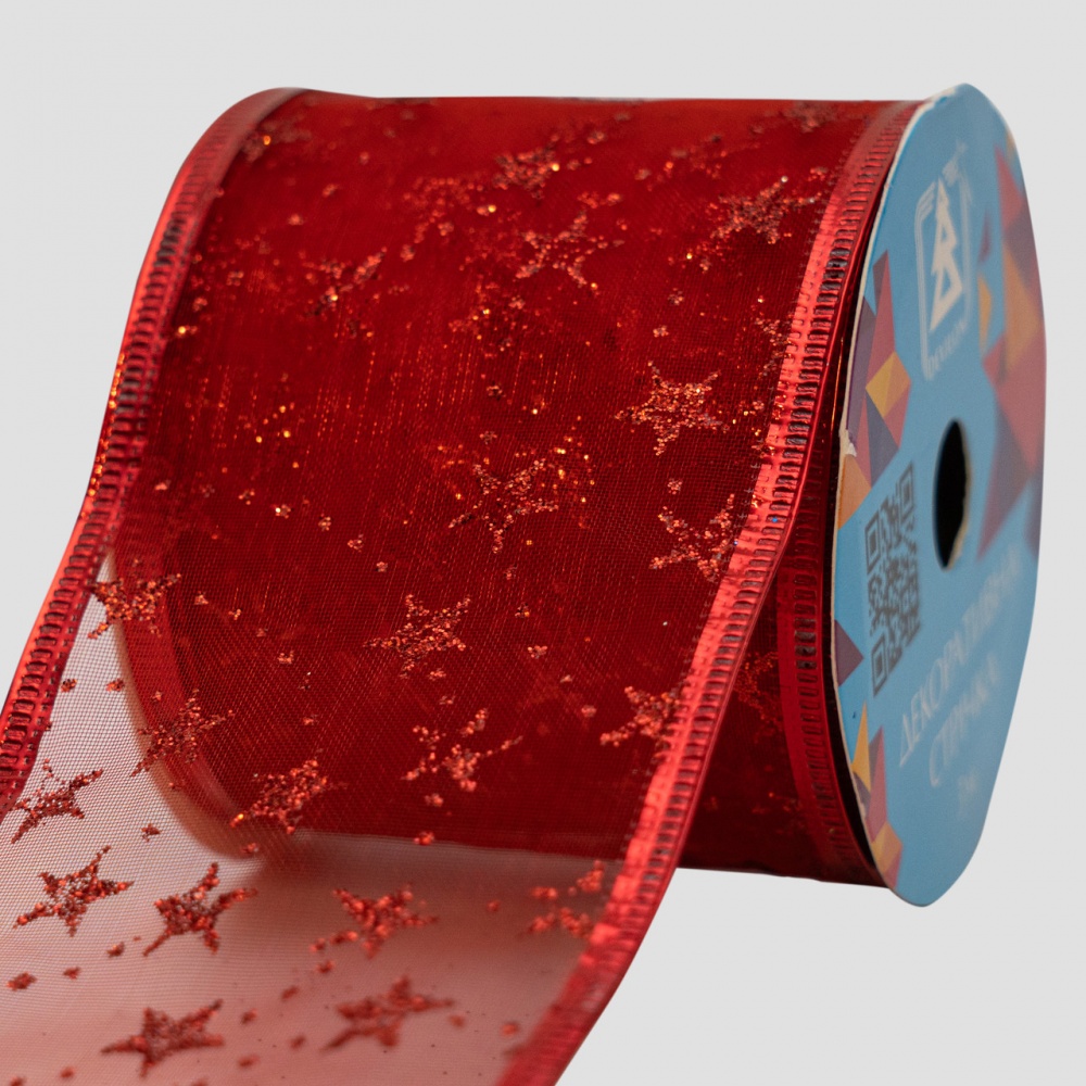 Стрічка декоративна червона органза 082499