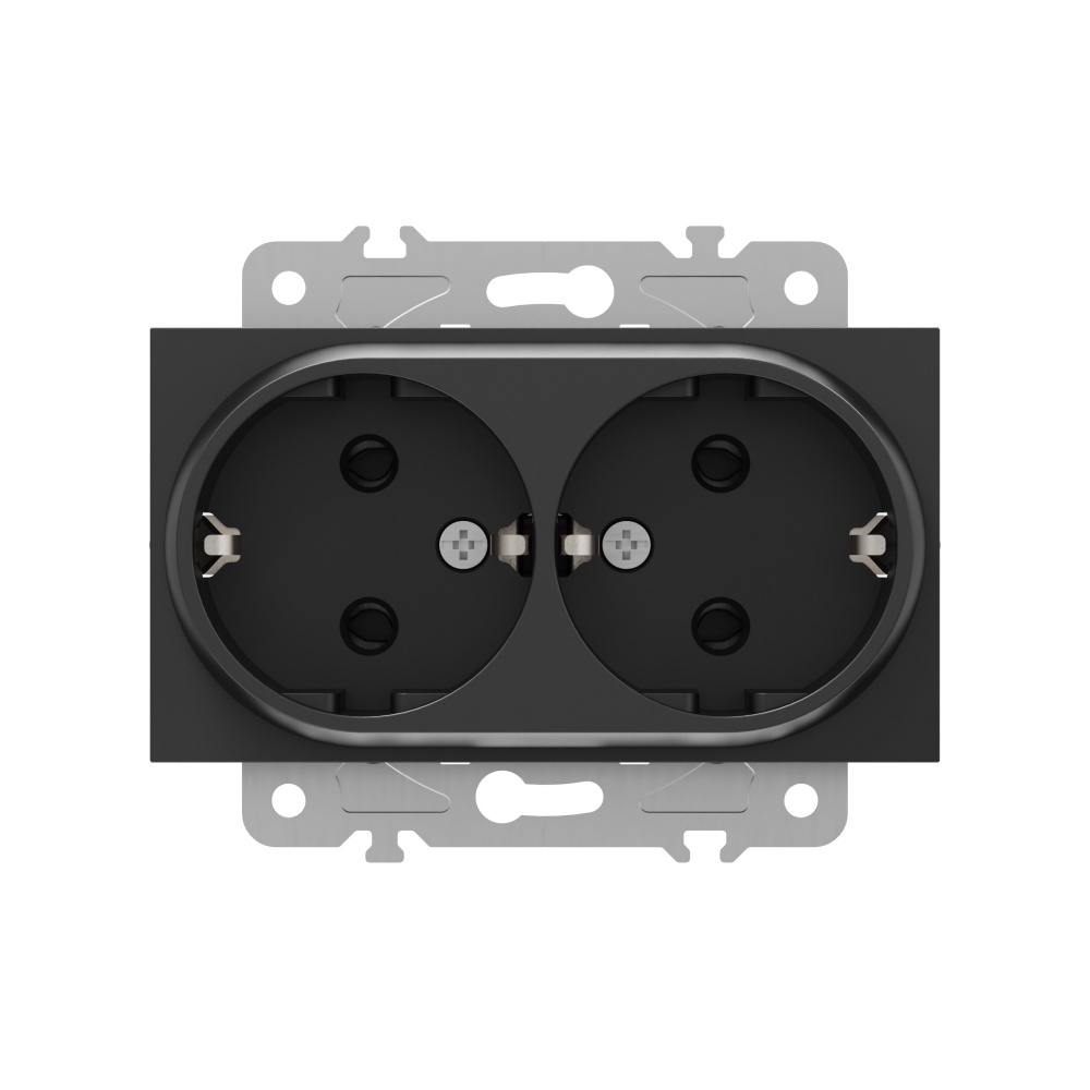 Розетка двойная с заземлением HausMark Alta черный