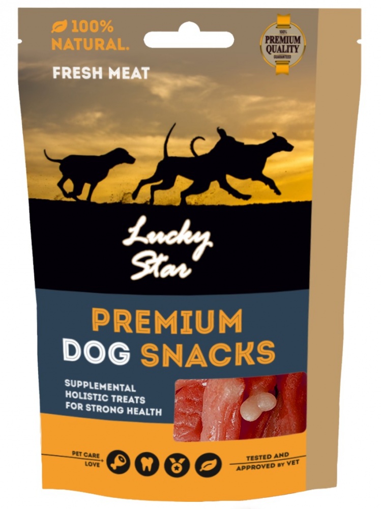 Лакомства полувлажные для собак Lucky Star утиные крученики на кальциевой прессованной кости 6,5 см 85 г