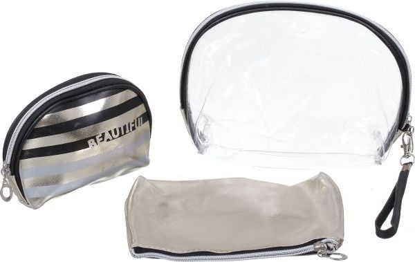 Набір косметичок Beauty 3 шт золотий 