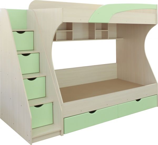 Ліжко двох'ярусне Ровер-Ресурс Кадет 80x190 см молочний/фісташковий 