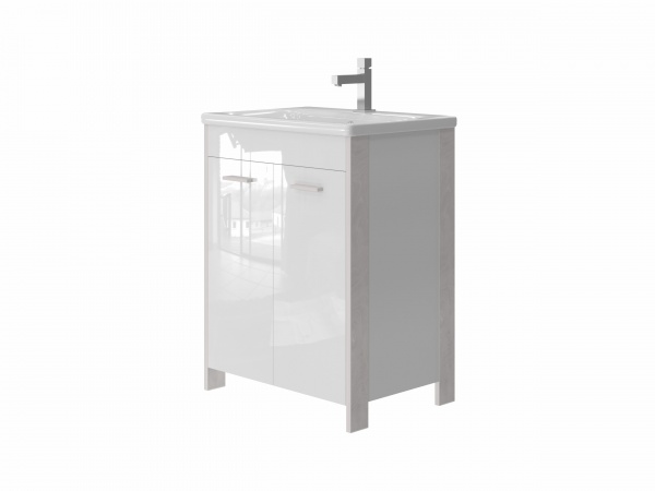 Тумба напольная ЮВЕНТА Brooklyn - 65 белый с умывальником Soft-65