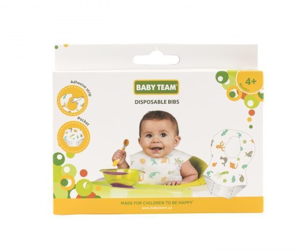 Нагрудник детский Baby Team 10 шт. белый с рисунком 6510 