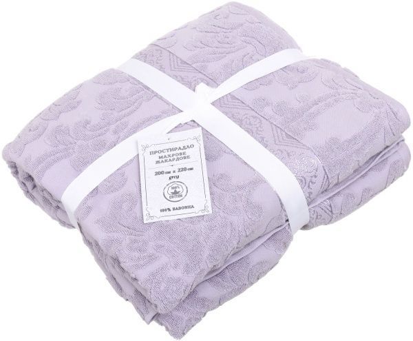 Простирадло махра/жаккард 200x220 см сірий ТЕКС 