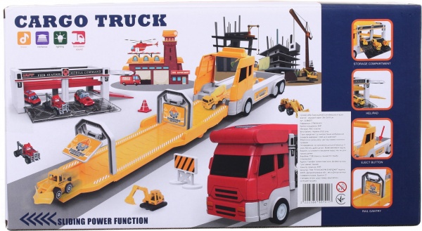 Игровой набор Shantou Эвакуационный контейнеровоз-гараж со звуковыми эффектами OTB0581805