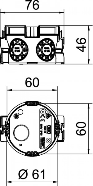 Коробка установочная OBO Bettermann UG 46-GS для кирпичной стены 61х46 полипропилен 2003701 