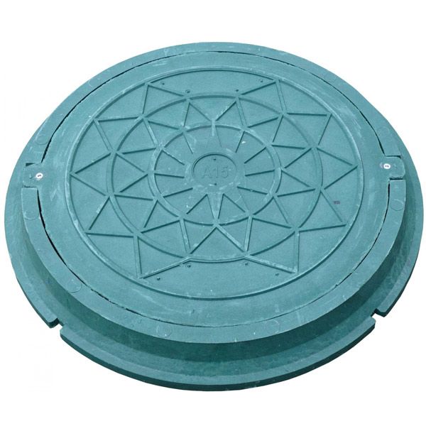 Люк канализационный PE RUSLANA 780 мм A15 с замком зеленый