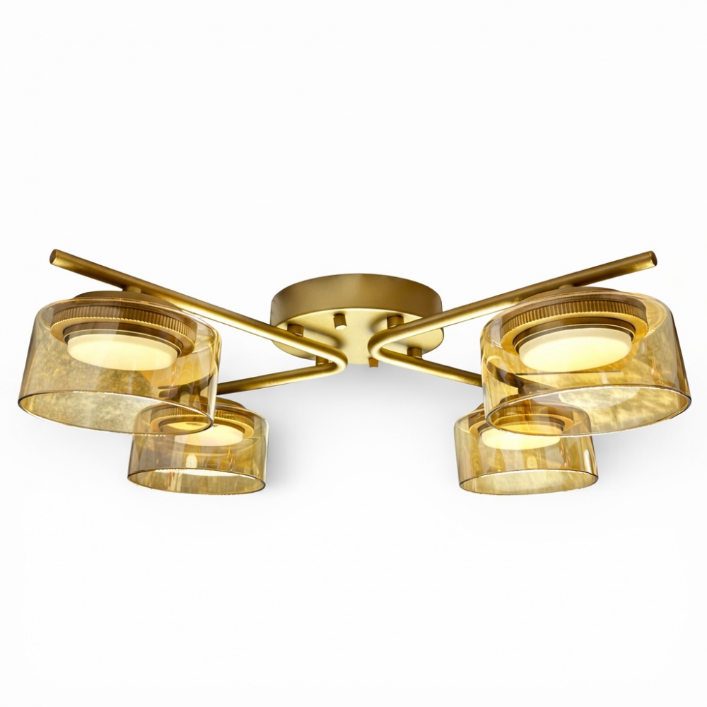 Люстра потолочная LIGHT SET DUSHA MS228 4x12 Вт GX53 золото/янтарь