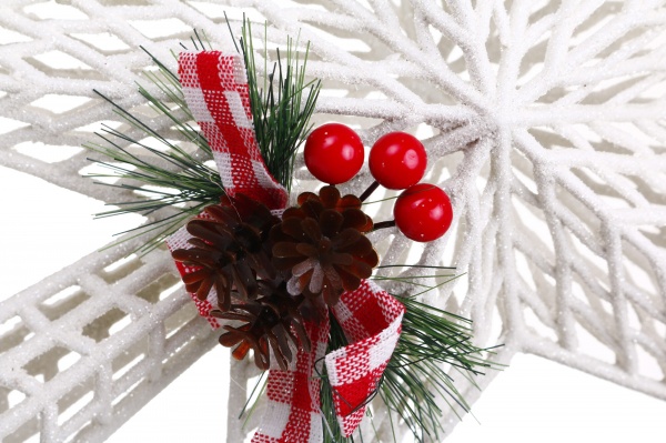 Верхівка для ялинки 37 см HFF20137W глянцева білий 