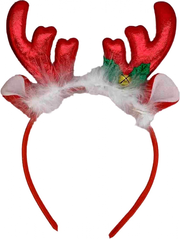 Обруч новорічний з ріжками 15х22 см