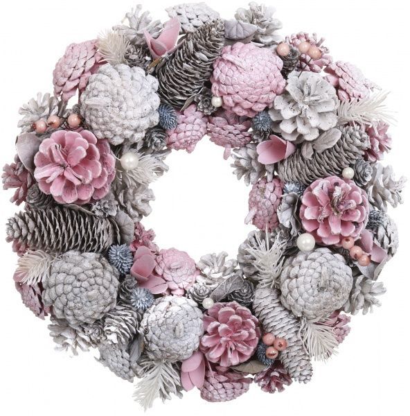 Вінок новорічний із шишок, хвої та пелюсток d325 мм E581206A 