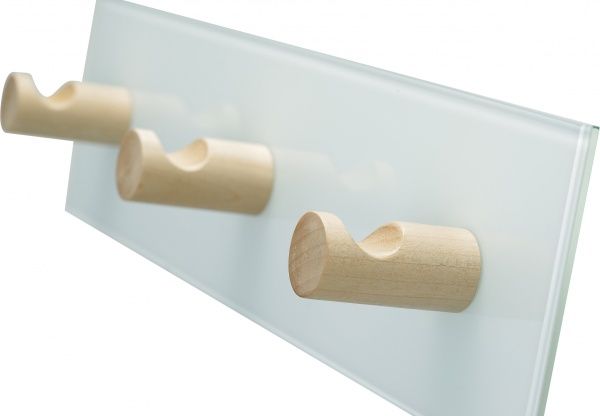 Вішалка настінна скло біле дерев'яні гачки Z-3-GB (W)