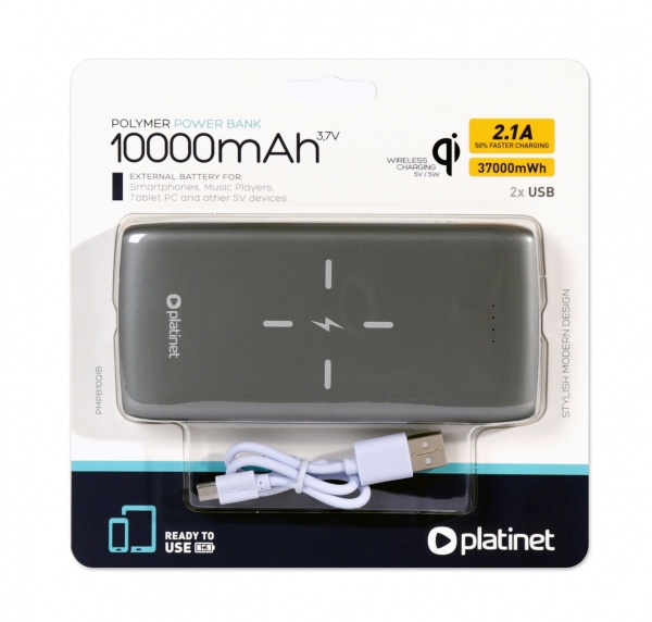 Внешний аккумулятор (Powerbank) PLATINET 10QIB 10000 mAh grey (PMPB10QIB) 