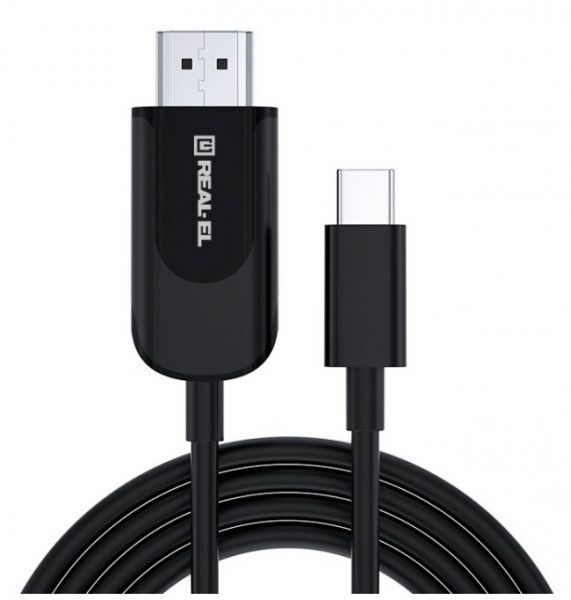 Кабель Real-el CHD-180 Type C- HDMI 4K 60Hz 1,8 м чорний (CHD-180, black (REAL-EL))