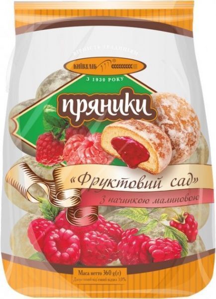 Пряник фруктовый сад Малина фас.0,36кг 4820227211715