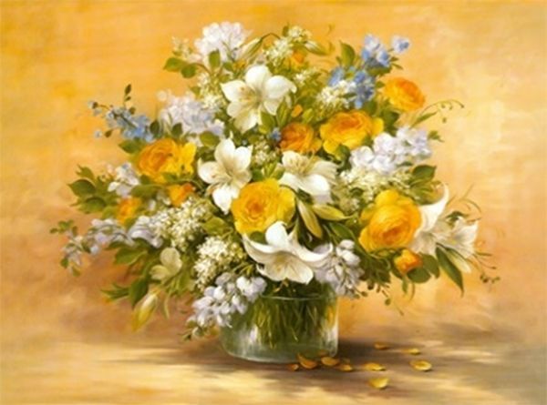 Набір для творчості зі стразами на підрамнику Літній букет 30х40 см Діамантові ручки 