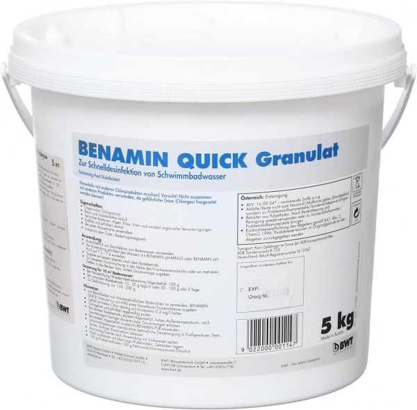 Гранулы для дезинфекции воды Benamin Quick Granulat 5 кг BWT 