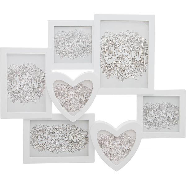 Фоторамка Колаж Два Серця 7 шт біла