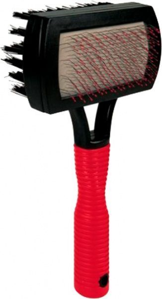 Пуходерка д/собак гумова ручка з шариками двостор. 10*17см, 2306