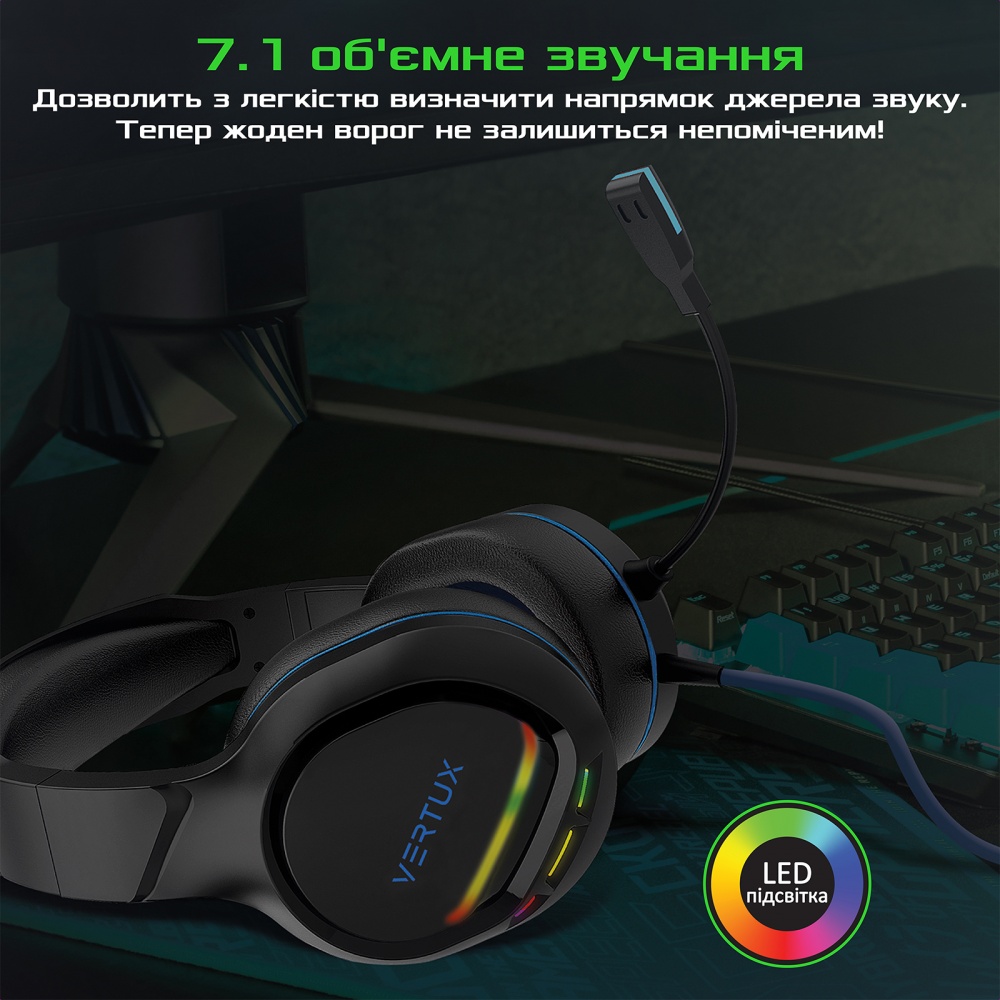 Гарнітура ігрова Vertux Tokyo blue (tokyo.blue)