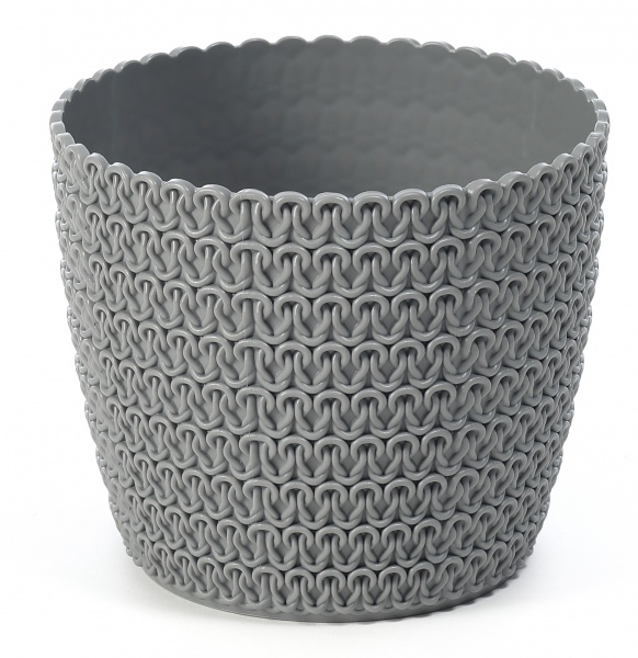 Кашпо пластиковое Ламела Магнолия 190 Джерси круглый 2,5 л серый (LA733-27) 
