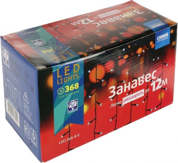 Электрогирлянда-штора внутренняя встроенный светодиод (LED) 368 ламп 1,5м синяя LDCL368-B-E 