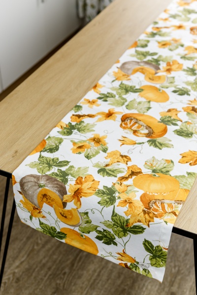 Дорожка (раннер) Happy Fall d3 40x140 см оранжевый/белый с золотистым Прованс 