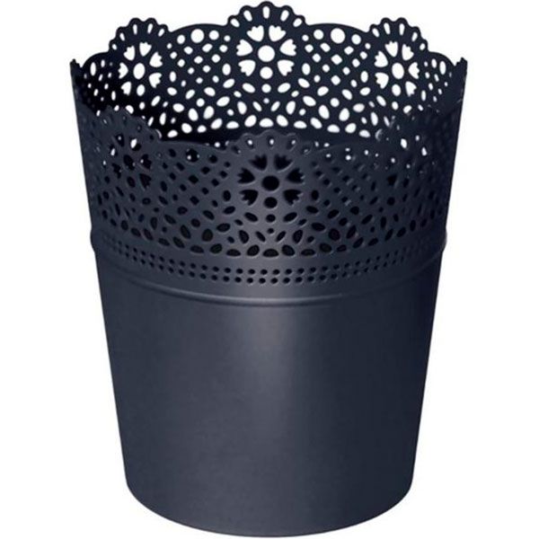 Кашпо пластикове Prosperplast Lace круглий 1л антрацит (78976-433) 
