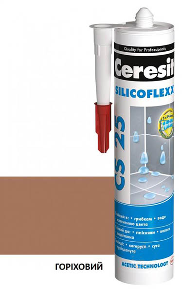 Герметик силіконовий Ceresit CS 25 SILICOFLEXX горіх 280 мл
