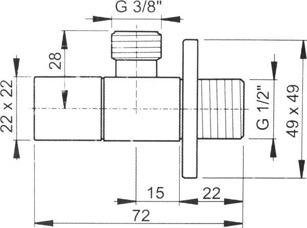 Кутовий вентиль Alca Plast 1/2x3/8 квадратний