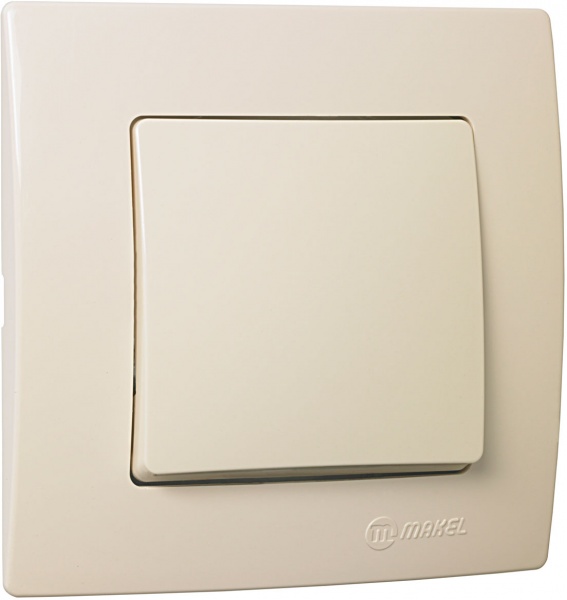 Выключатель проходной одноклавишный Makel Lillium Natural Kare без подсветки кремовый 32010005