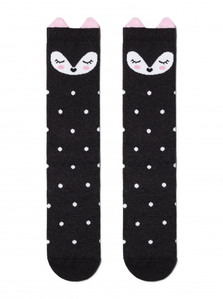 Гольфы детские для девочек Conte-Kids TIP-TOP (мордашки) 19С-141СП 043 р.14 черный 