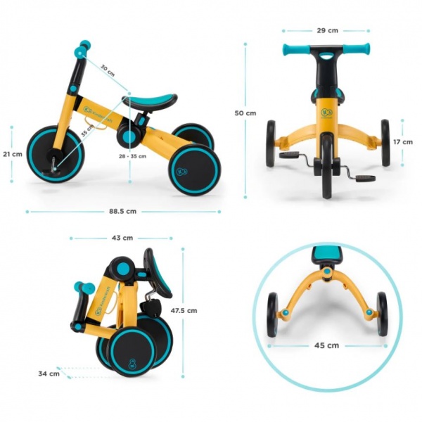 Велосипед детский Kinderkraft 3 в 1 4TRIKE Primrose Yellow желтый KR4TRI00YEL0000 