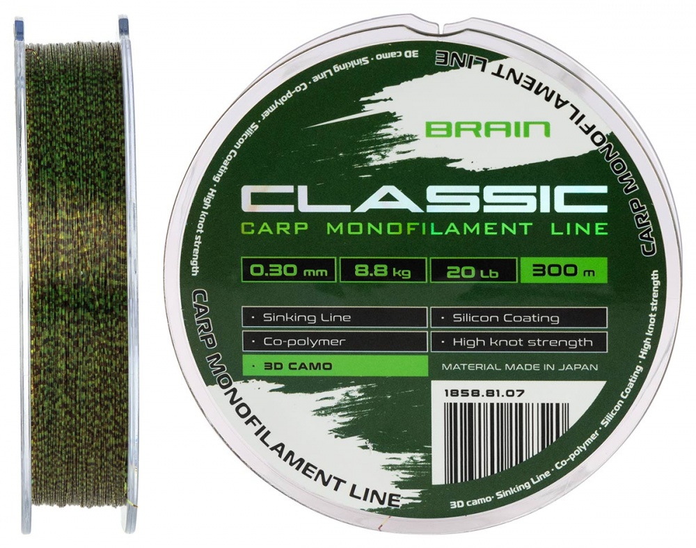 Леска Brain Classic Carp Line 3D (camo) 300 м 0,3 мм 8,8 кг