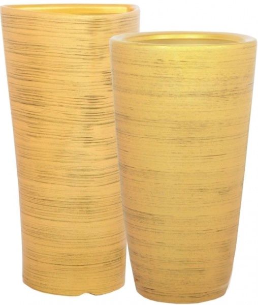 Горщик керамічний Оріана-Запоріжкераміка Циліндр круглий 17л молочний шоколад/золото 