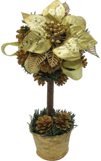 Декорация новогодняя Дерево с хвоей и цветком 25 см T03-19A06V/1 