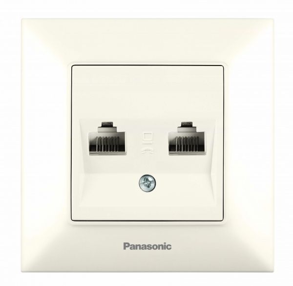 Розетка компьютерная двойная Panasonic Arkedia Slim RJ45 CAT6e кремовый 480200244