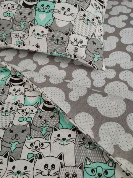 Комплект постельного белья Стильные коты 1,5 бело-черно-серый UP! (Underprice) 