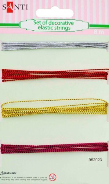 Декоративний елемент шнурів декоративних, 4 кол., 8м/уп, червоно-сріблястий 1 комплектів 4 шт. Santi