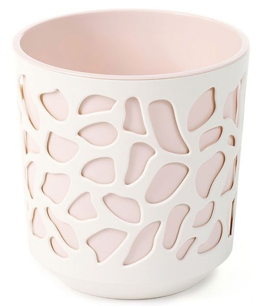 Горщик пластиковий Ламела Дует 140 круглий 0,3 л кремовий 