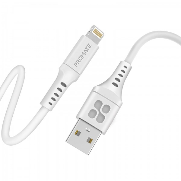 Кабель Promate PowerLink-Ai200 USB to Lightning 2.4А 2 м білий (powerlink-ai200.white) 