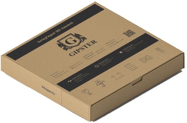 Плитка гіпсова 3D-панель Gipster Crystals Бетон антрацит 0,25 кв.м